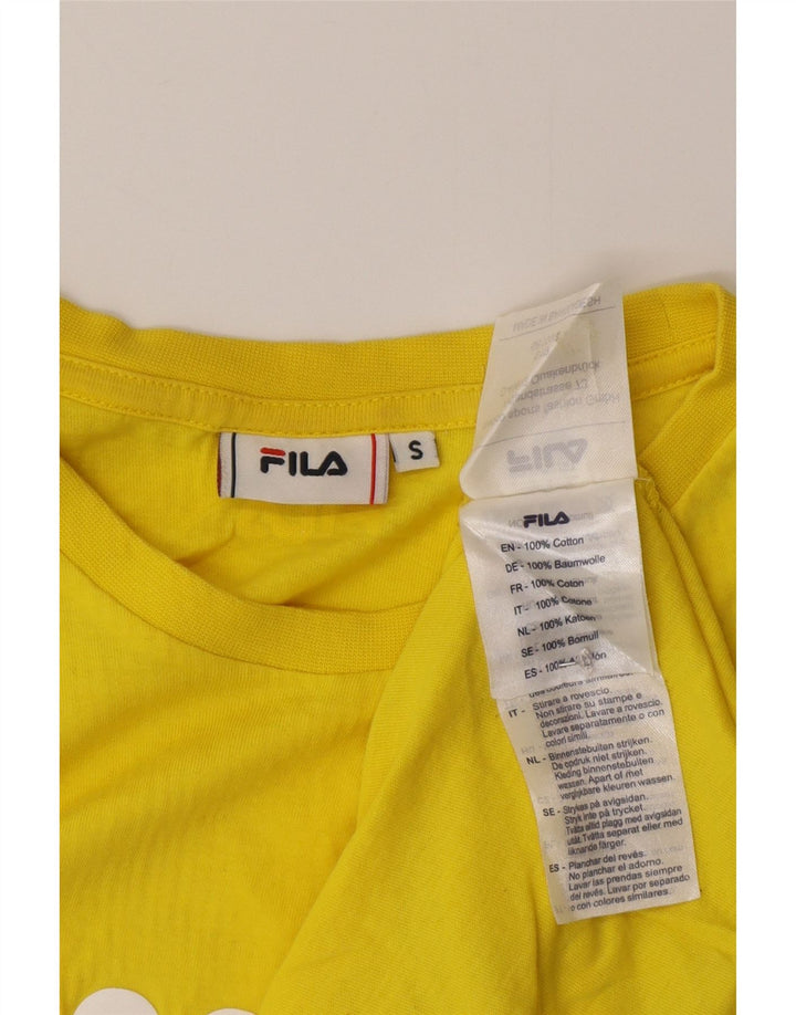 T-shirt grafica da uomo Fila Top Small in cotone giallo