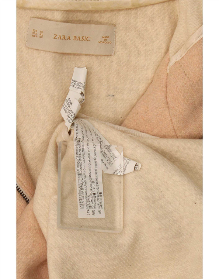 Cappotto con cappuccio da donna Zara UK 18 XL Beige Lana