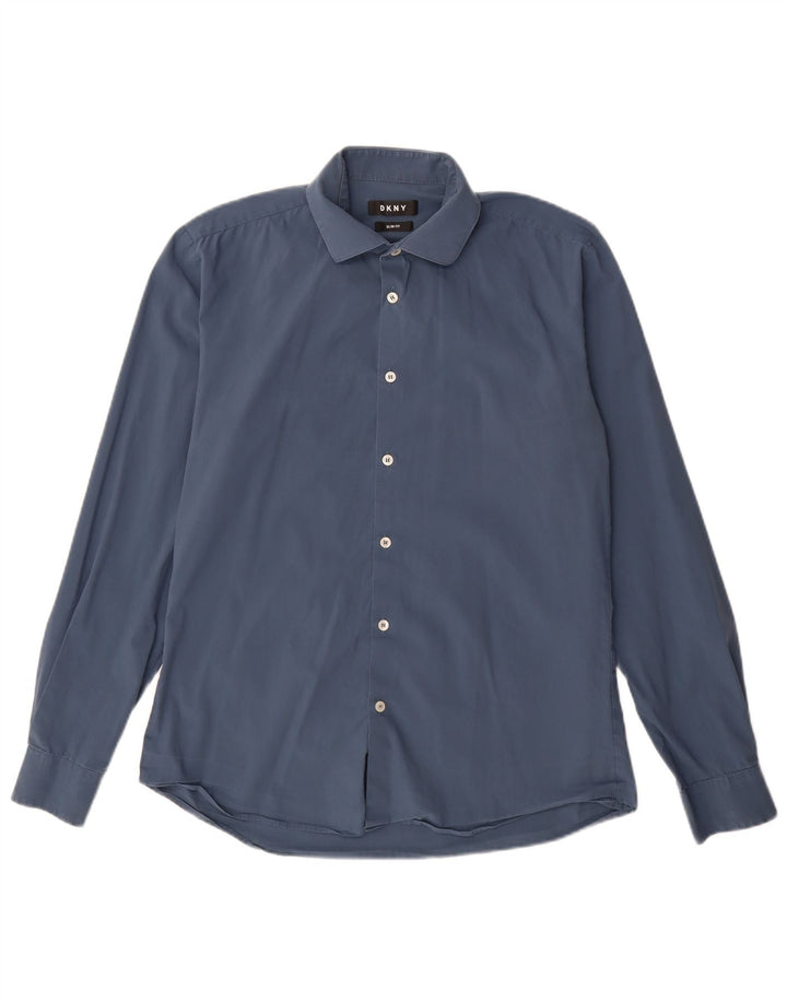 Camicia DKNY da uomo slim fit taglia 40 16 grande cotone blu