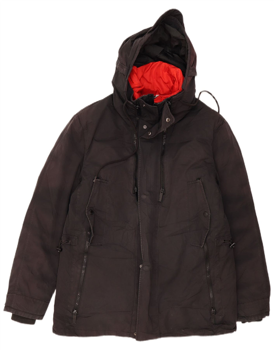 Giacca imbottita con cappuccio da uomo Zara UK 40 grande poliestere nero