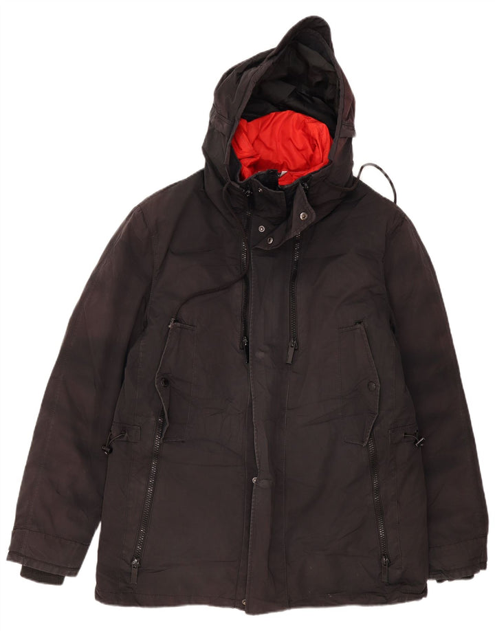 Giacca imbottita con cappuccio da uomo Zara UK 40 grande poliestere nero
