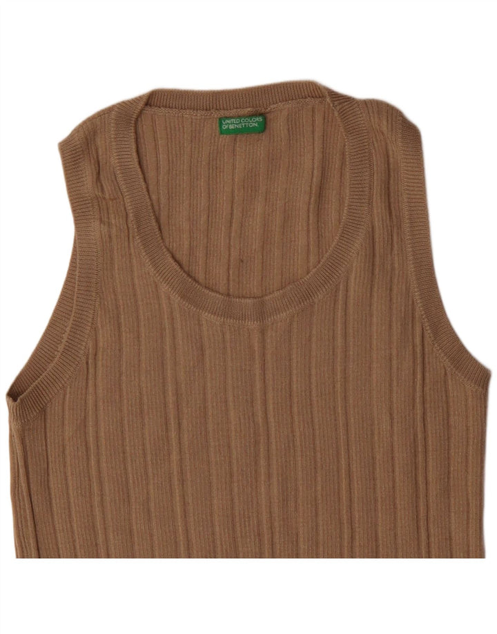 Camicetta senza maniche da donna Benetton Top UK 12 Lana beige medio