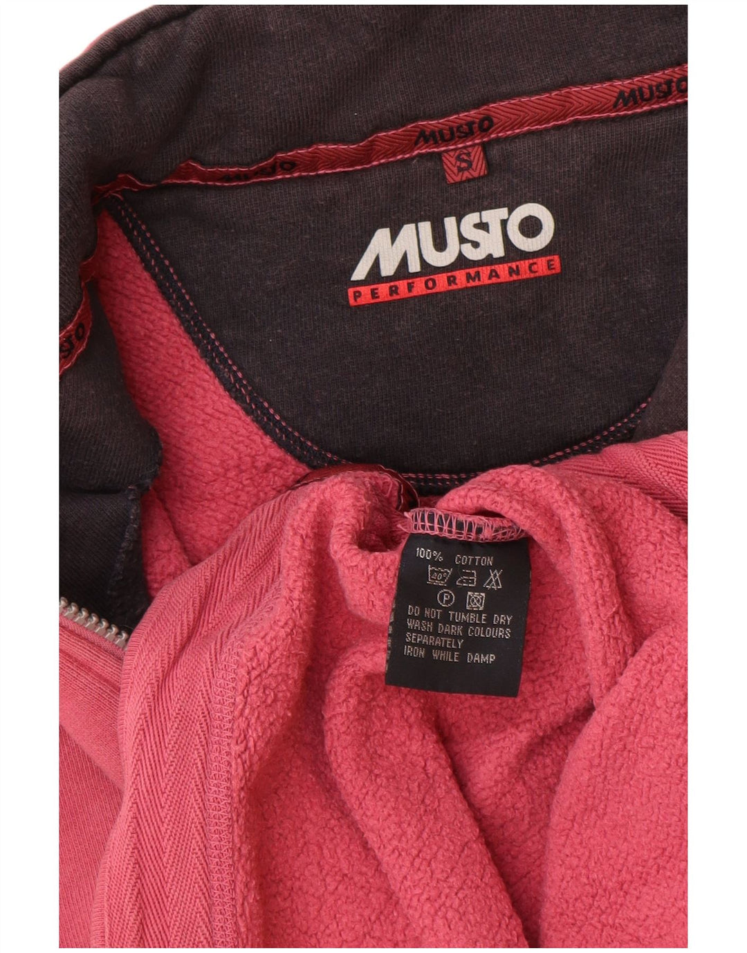 Felpa Musto da uomo con zip e collo, piccola, in cotone rosa