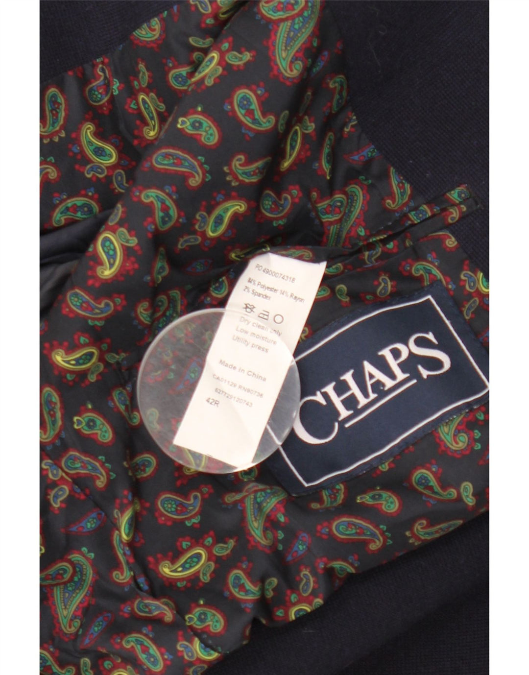 Giacca blazer da uomo a 2 bottoni Chaps UK 42 XL poliestere blu navy