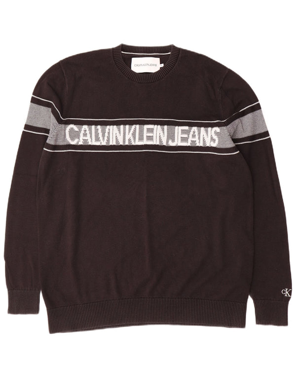 Maglione maglione girocollo da uomo Calvin Klein Jeans XL nero a blocchi di colore