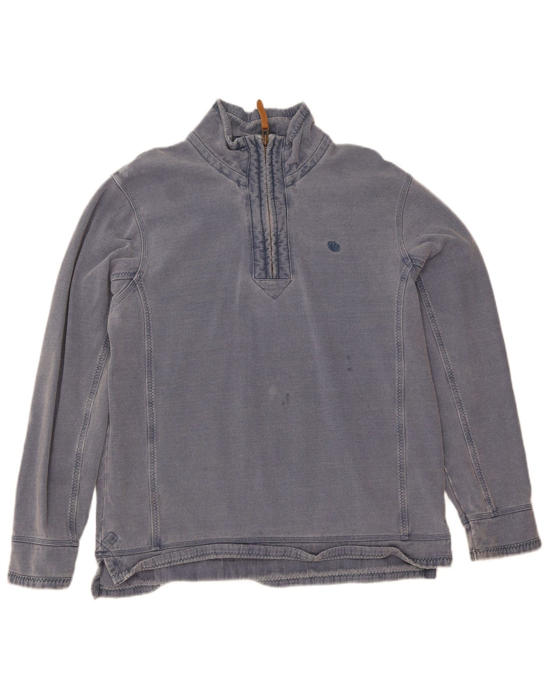 Felpa da uomo con collo con zip Fat Face, maglione grande, cotone blu