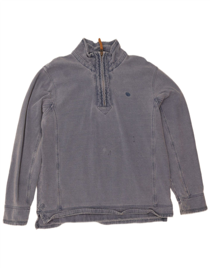 Felpa da uomo con collo con zip Fat Face, maglione grande, cotone blu