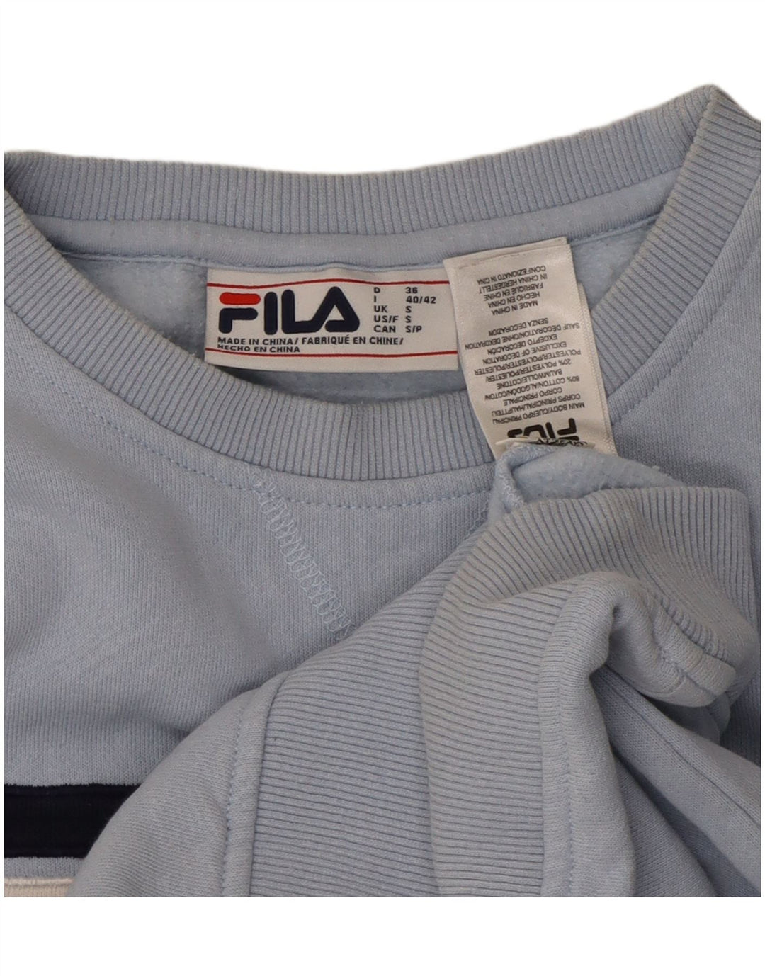 Felpa oversize da donna FILA Maglione UK 10 Small Blue Colourblock