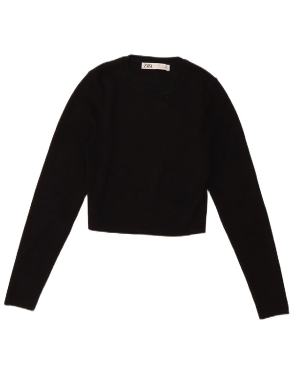 Top corto da donna Zara UK 14 grande in viscosa nera