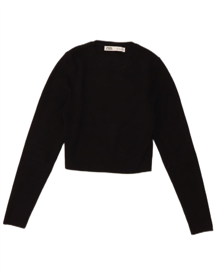 Top corto da donna Zara UK 14 grande in viscosa nera