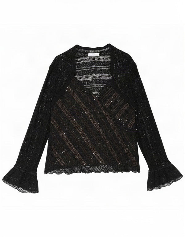 Joseph Ribkoff Womens Long Sleeve See Through Blouse Top UK 18 XL Black
