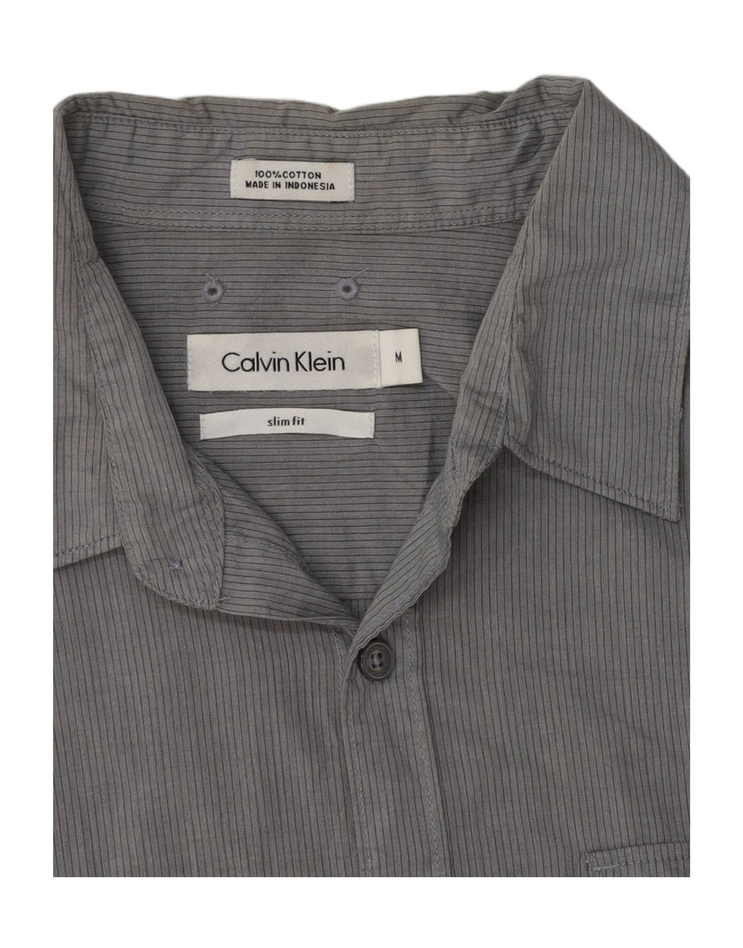 Camicia slim fit da uomo Calvin Klein in cotone gessato grigio medio