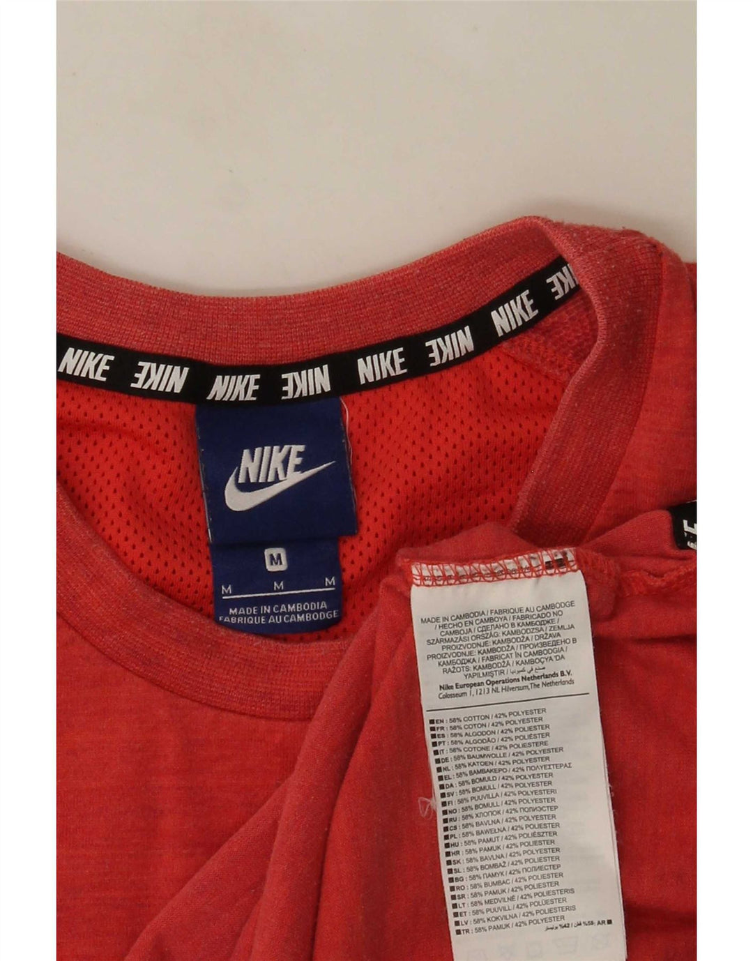T-shirt da uomo Nike Top in cotone a righe rosse medie