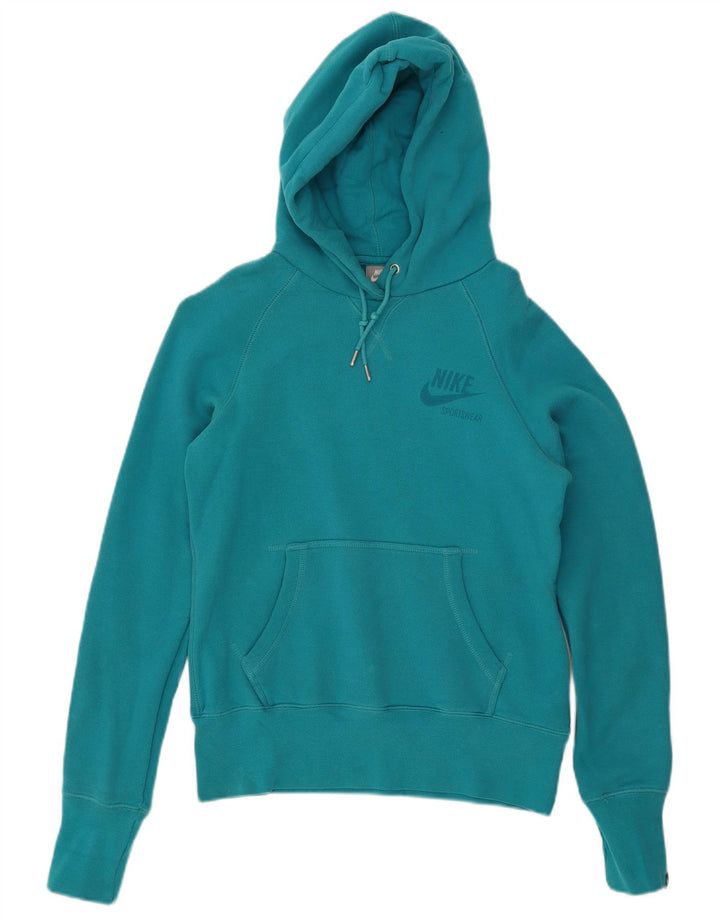 Maglia con cappuccio da donna Nike UK 12 cotone blu medio