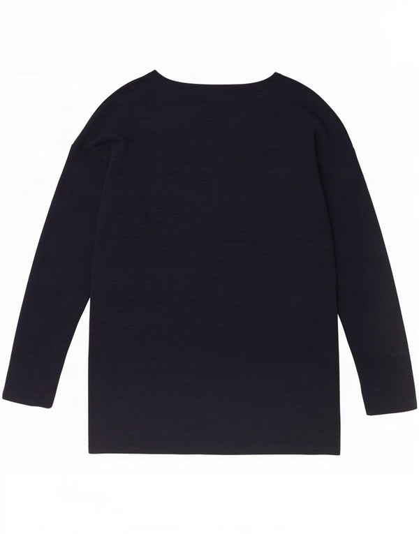 Marks & Spencer Top da donna a maniche lunghe UK 14 Large Blu Navy Poliestere