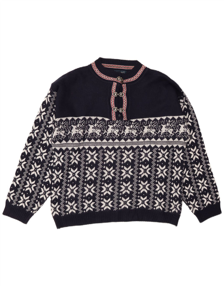CENTRO MAGLIA Maglione da donna con collo a bottoni UK 14 Blu navy medio