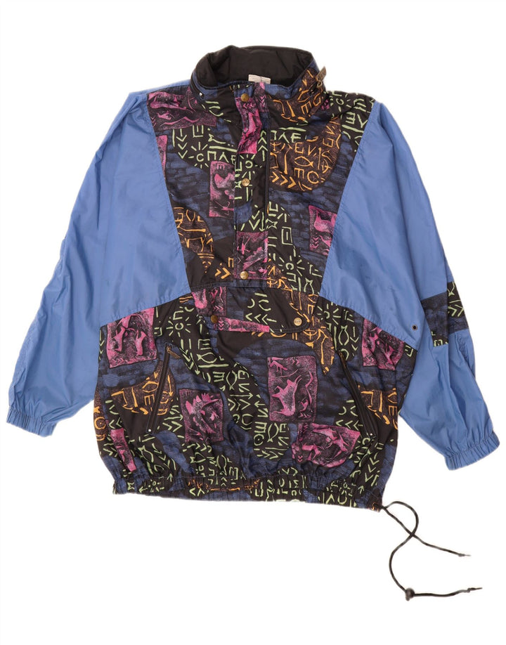 ALEX ATHLETICS Giacca anorak da uomo UK 40 Large Blu geometrico in poliammide