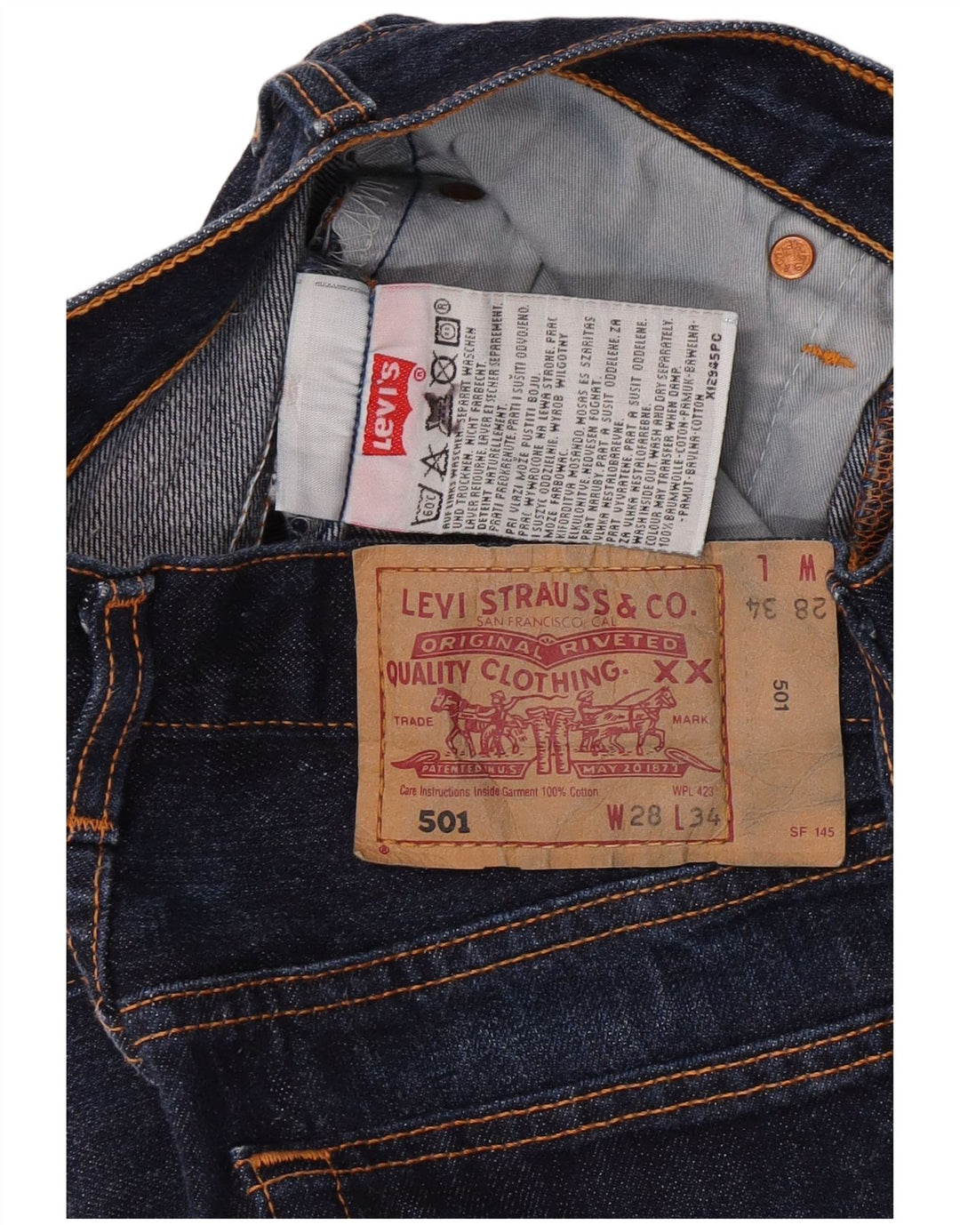 Levi's Uomo 501 Jeans dritti W28 L34 Cotone blu navy