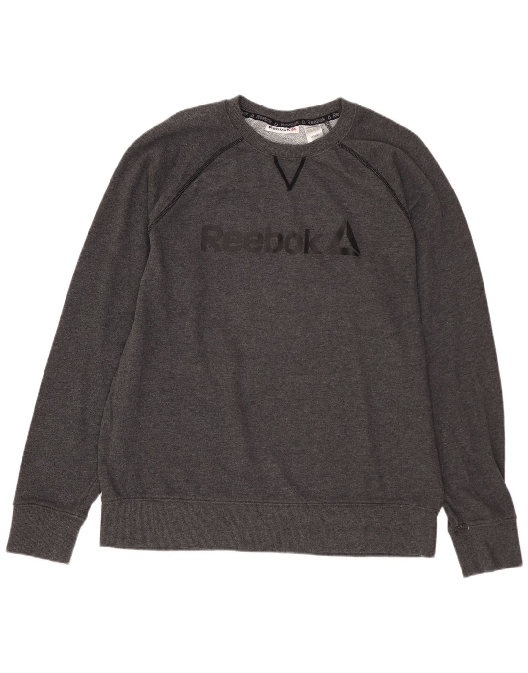 REEBOK Felpa con grafica da uomo Maglione in cotone grigio medio