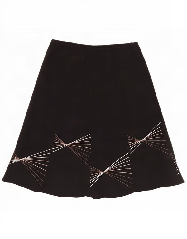 Gonna a trapezio da donna Marks & Spencer con motivo astratto UK 16 grande W40 nera
