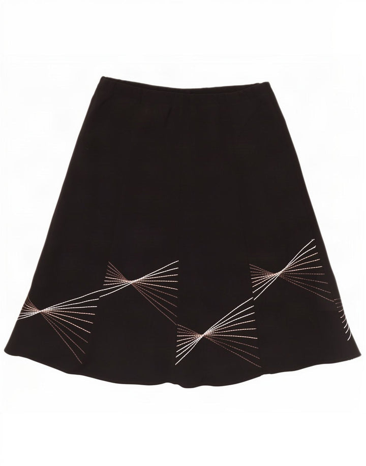 Gonna a trapezio da donna Marks & Spencer con motivo astratto UK 16 grande W40 nera