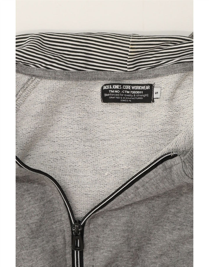 JACK & JONES Maglione con cappuccio e zip grafica da uomo piccolo grigio screziato
