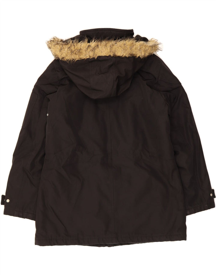 LONDON FOG Womens Hooded Parka Jacket UK 16 Large Black Polyester Vintage London Fog and Second-Hand London Fog from Messina Hembry 
