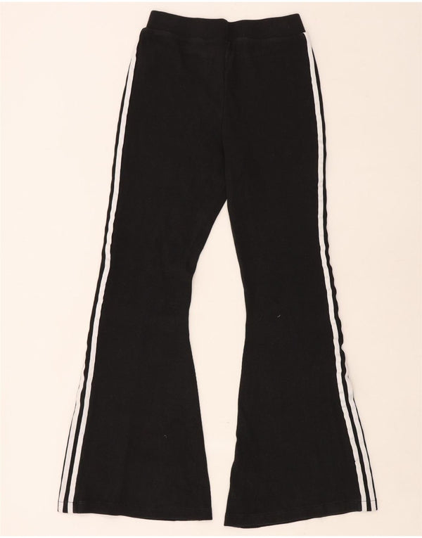 Adidas Womens Flare Tracksuit Trousers UK 16 Large Black Cotton
