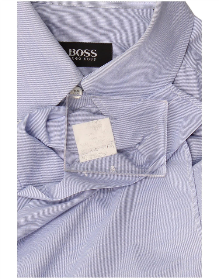 Camicia da uomo Hugo Boss in cotone gessato blu medio