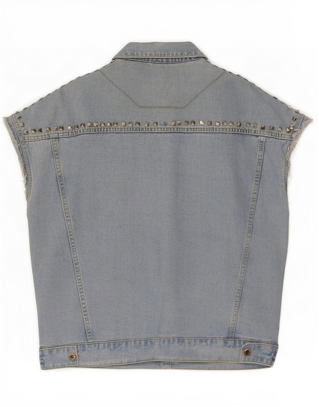 Giacca di jeans a maniche corte da donna vintage UK 16 grande blu