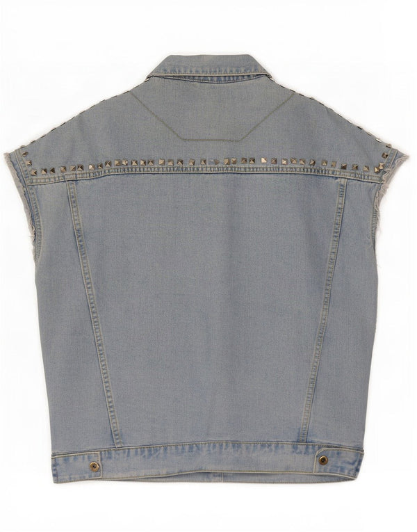 Giacca di jeans a maniche corte da donna vintage UK 16 grande blu