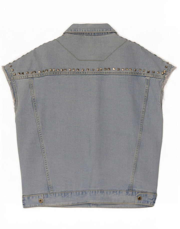 Giacca di jeans a maniche corte da donna vintage UK 16 grande blu