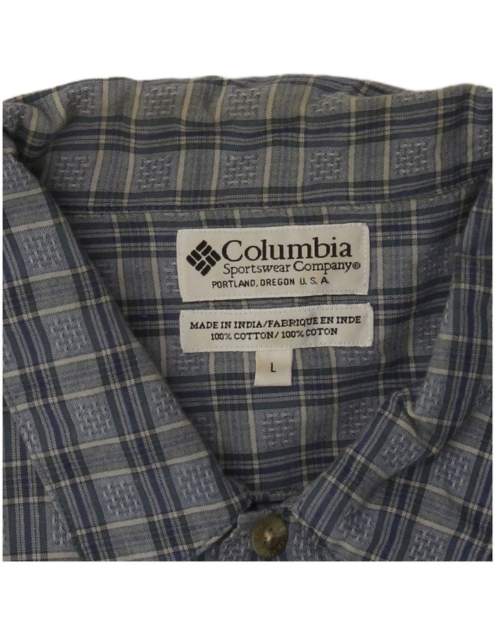 COLUMBIA Camicia a maniche corte da uomo in cotone a quadri blu grandi