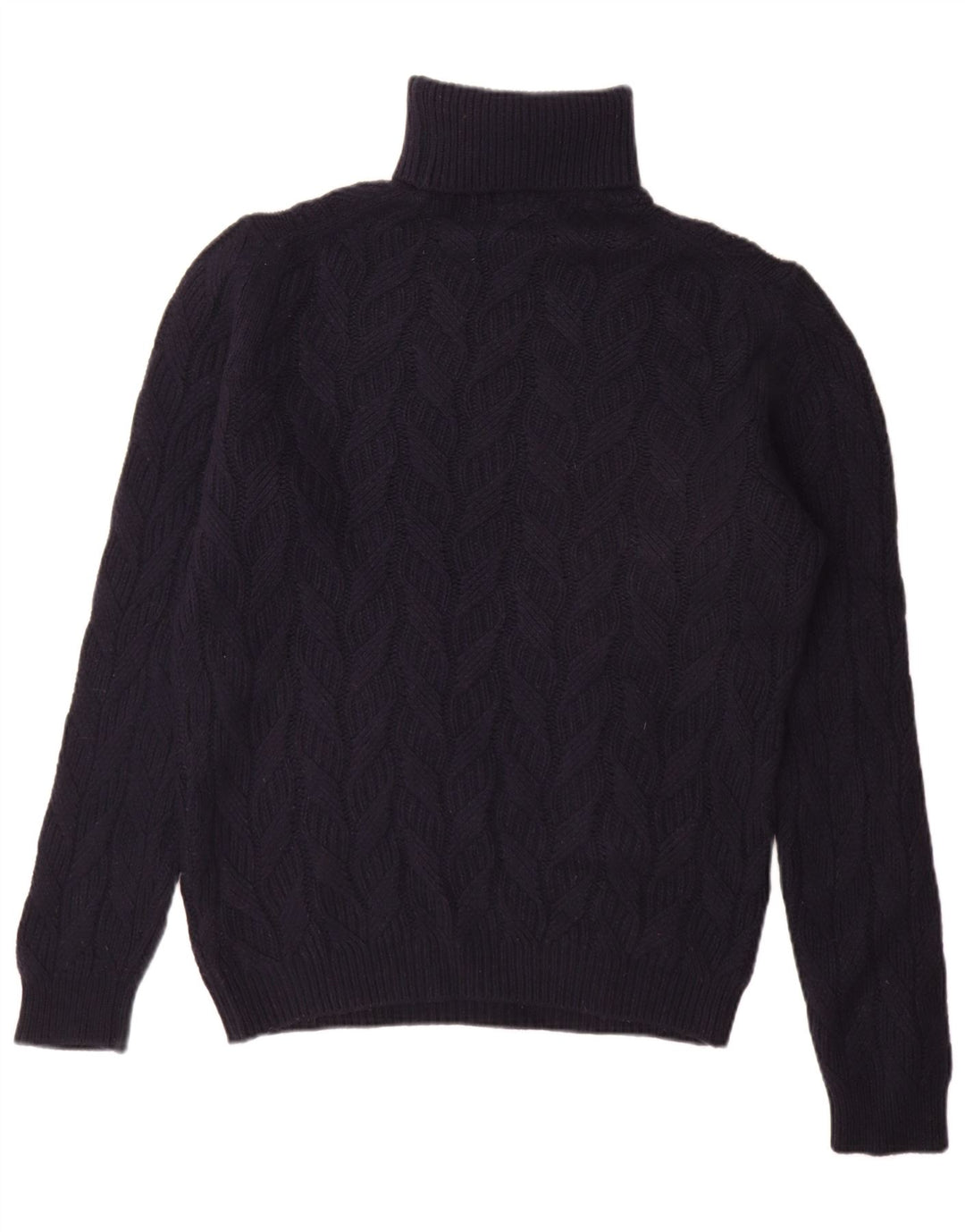 Massimo Dutti Maglione da uomo con collo alto e maglione grande in lana blu navy