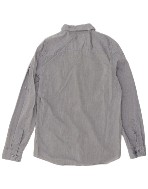 Camicia slim fit da uomo Calvin Klein in cotone gessato grigio medio