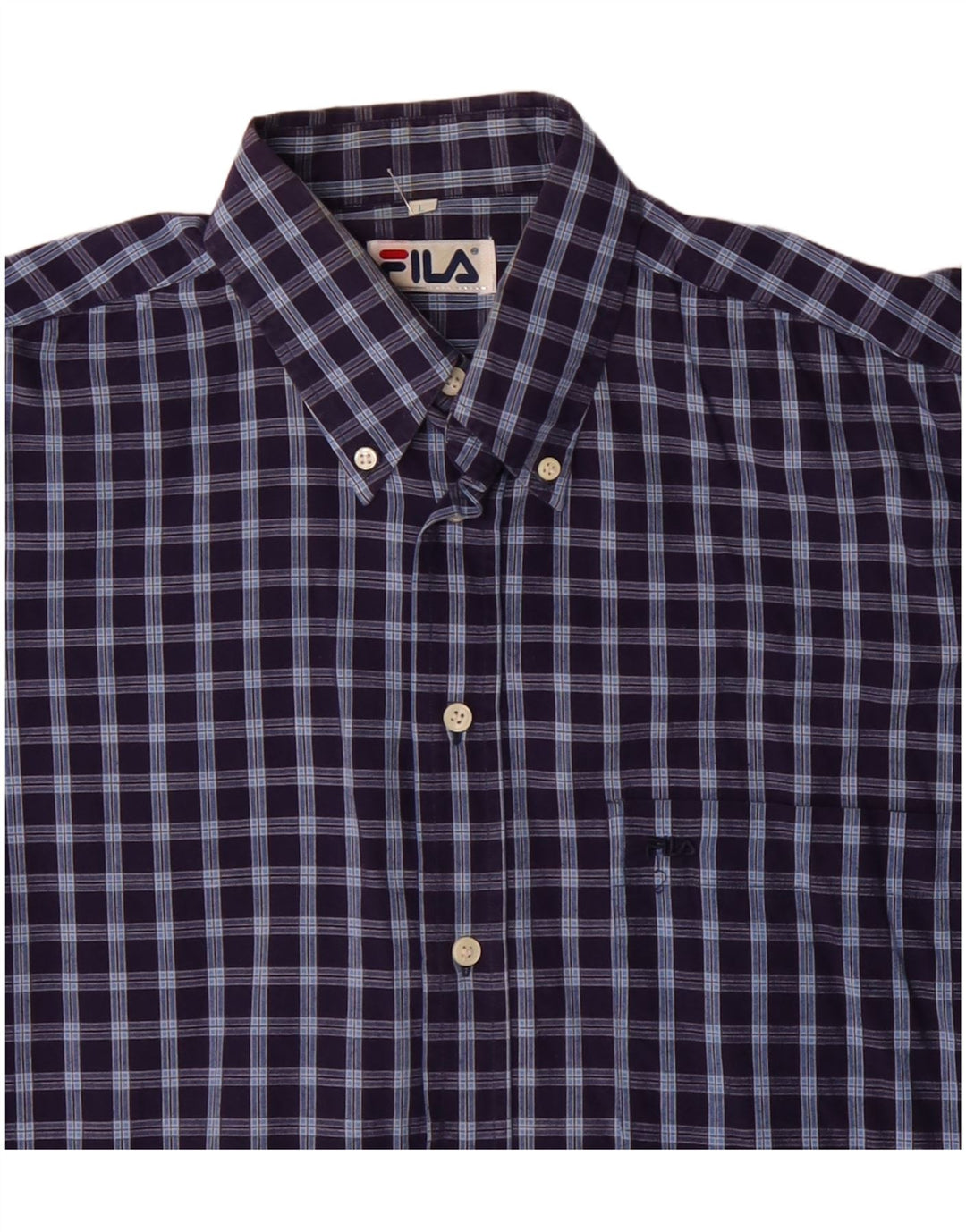 Camicia da uomo FILA grande in cotone a quadri blu navy