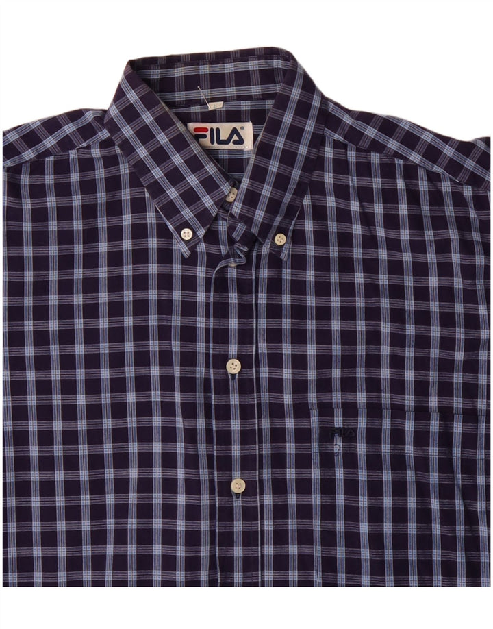 Camicia da uomo FILA grande in cotone a quadri blu navy