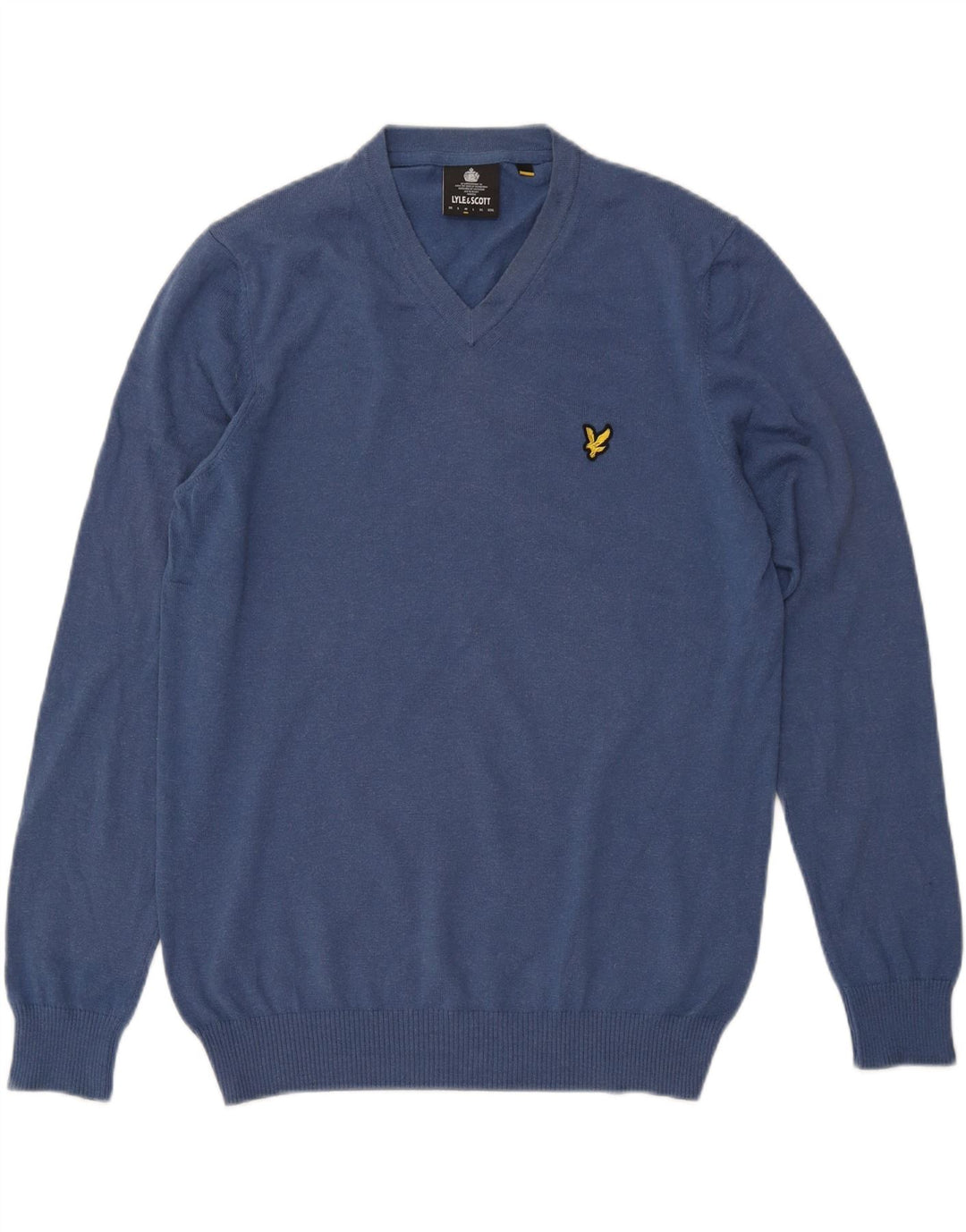 Maglione da uomo con scollo a V Lyle & Scott in cotone blu medio