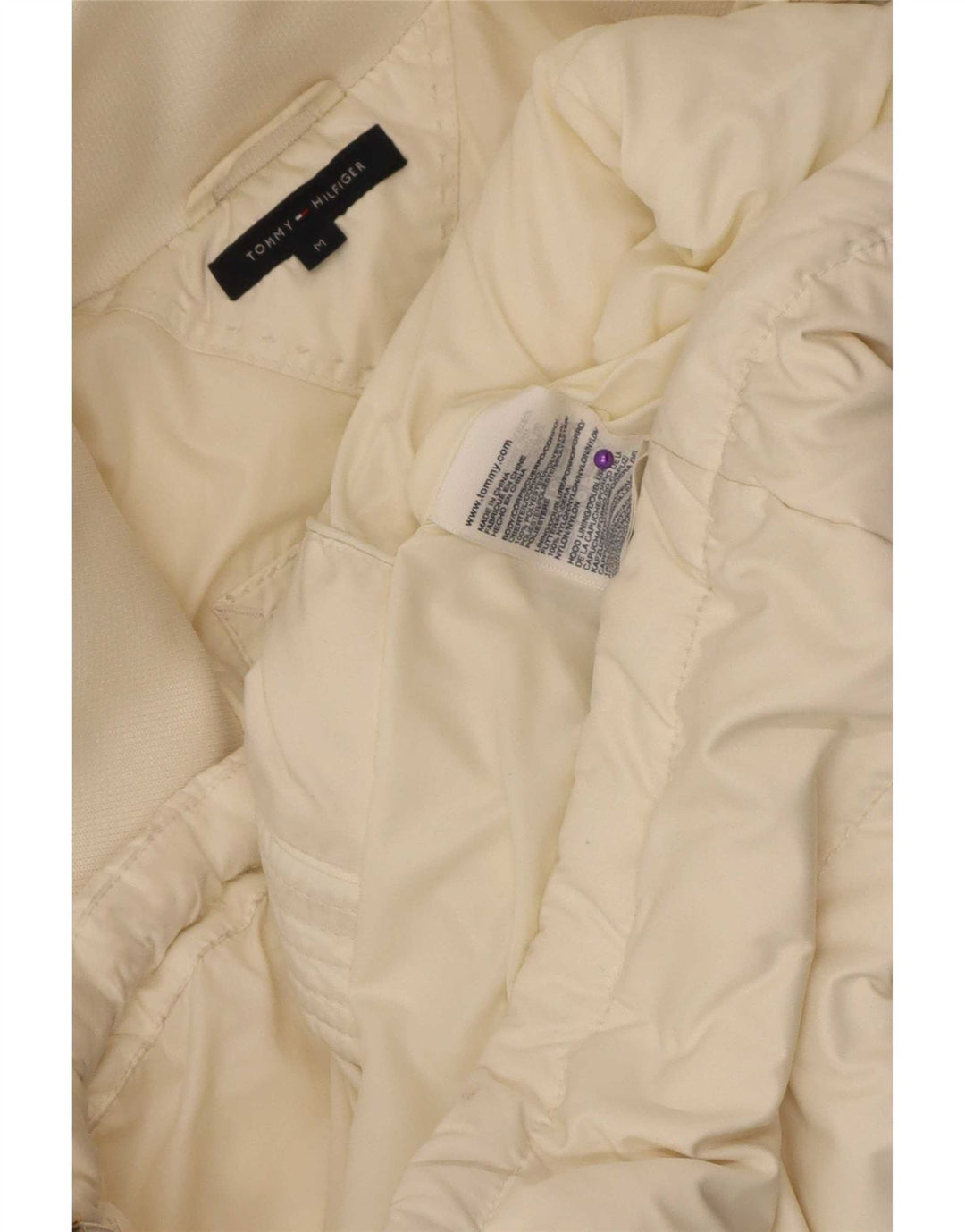 Giacca imbottita da donna Tommy Hilfiger UK 14 poliestere bianco sporco medio