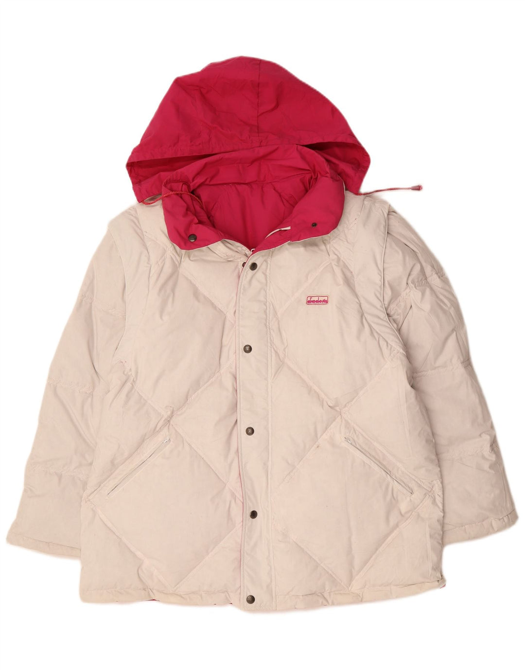 Giacca imbottita reversibile con cappuccio da uomo Diadora UK 40 Large in poliestere rosa