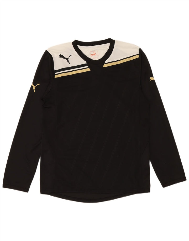 PUMA Top grafico da uomo a maniche lunghe piccolo nero a blocchi di colore