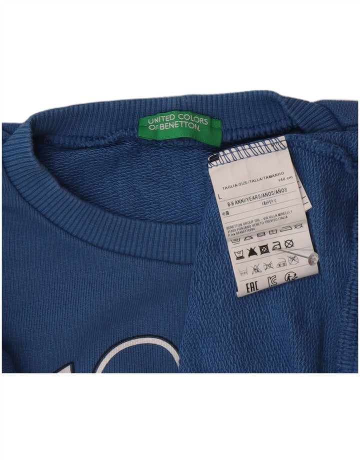 Felpa Grafica Benetton Bambino 8-9 Anni Large Blu Cotone