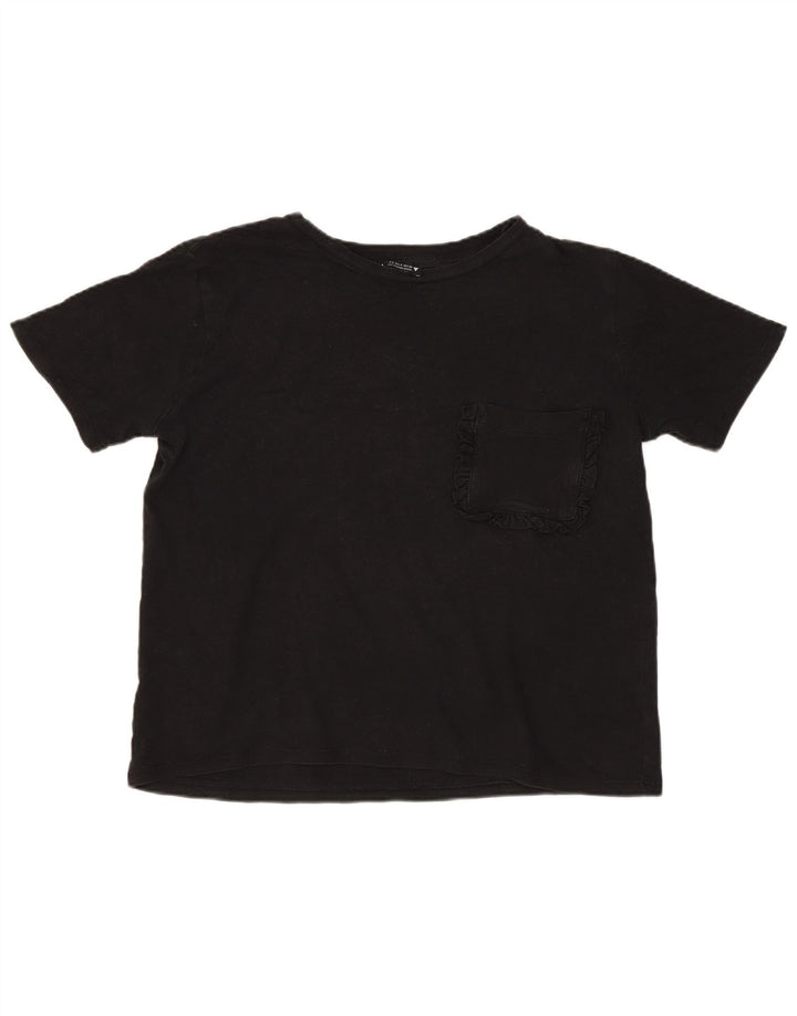 T-shirt corta oversize da donna Zara UK 10 piccola in cotone nero