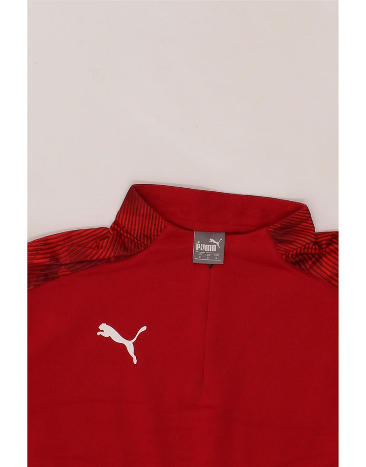 PUMA Mens Zip Neck Pullover Tracksuit Top Medium Red Colourblock Polyester Vintage Puma and Second-Hand Puma from Messina Hembry 