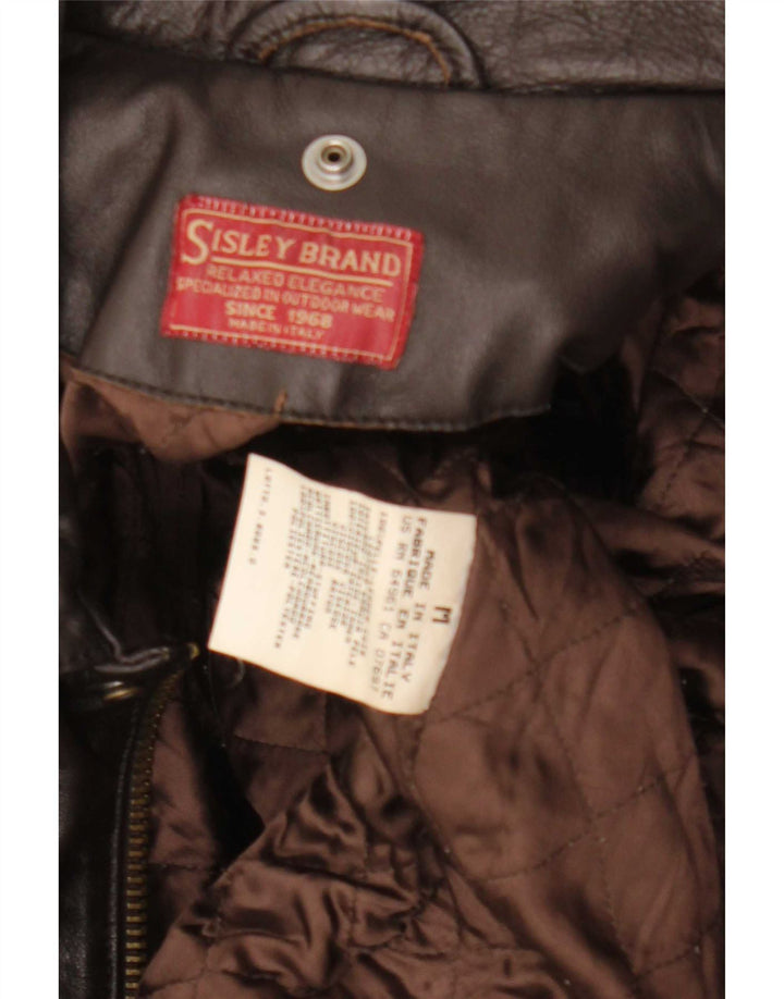 Giacca in pelle da uomo Sisley UK 38 Marrone medio