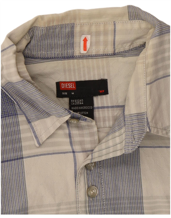 Camicia da uomo a maniche corte Diesel in cotone a quadri blu medio
