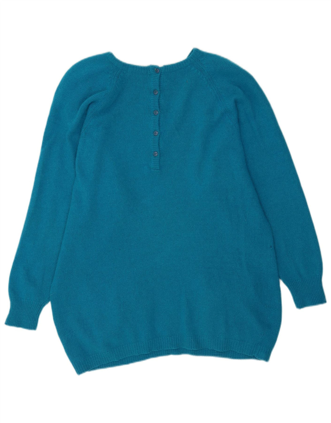 Maglione maglione girocollo oversize da donna vintage con linea lunga UK 10 piccolo blu