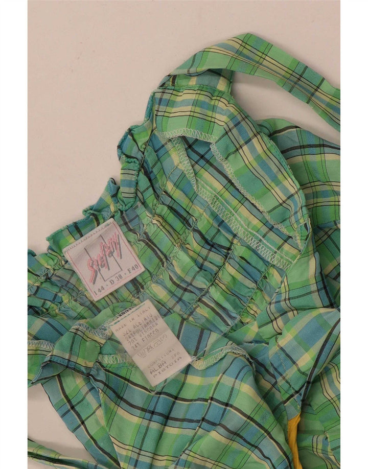 Canottiera vintage da donna IT 44 acetato a quadri verde medio