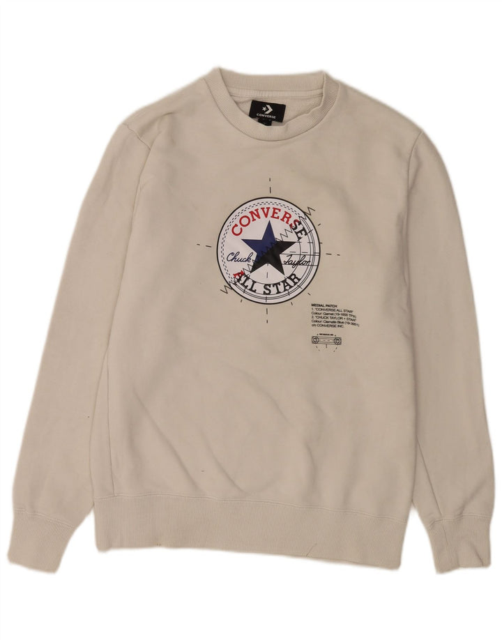 Felpa grafica Converse da uomo Chuck Taylor, in cotone beige medio