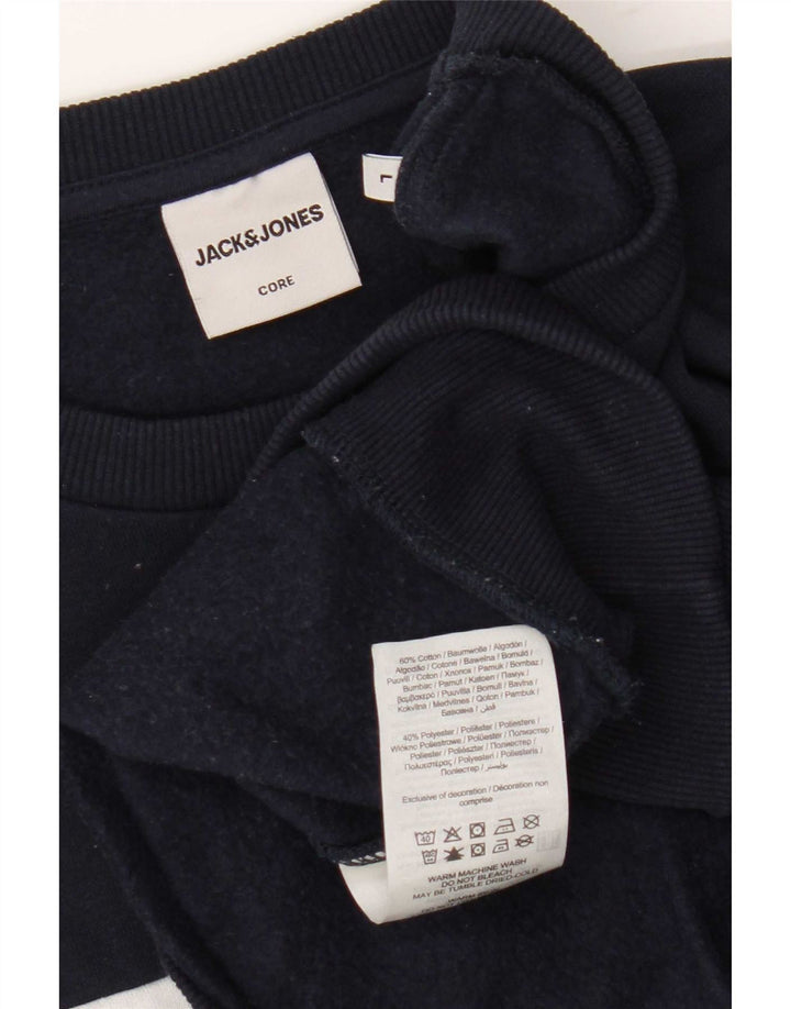 Jack & Jones Felpa grafica da uomo Maglione grande blu navy color block